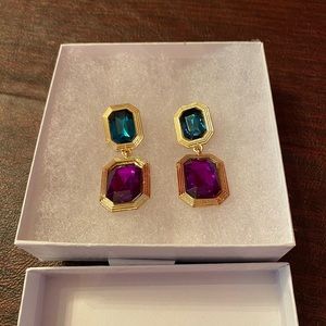 Vibrant Two Tone Pierced Earrings in Goldtone